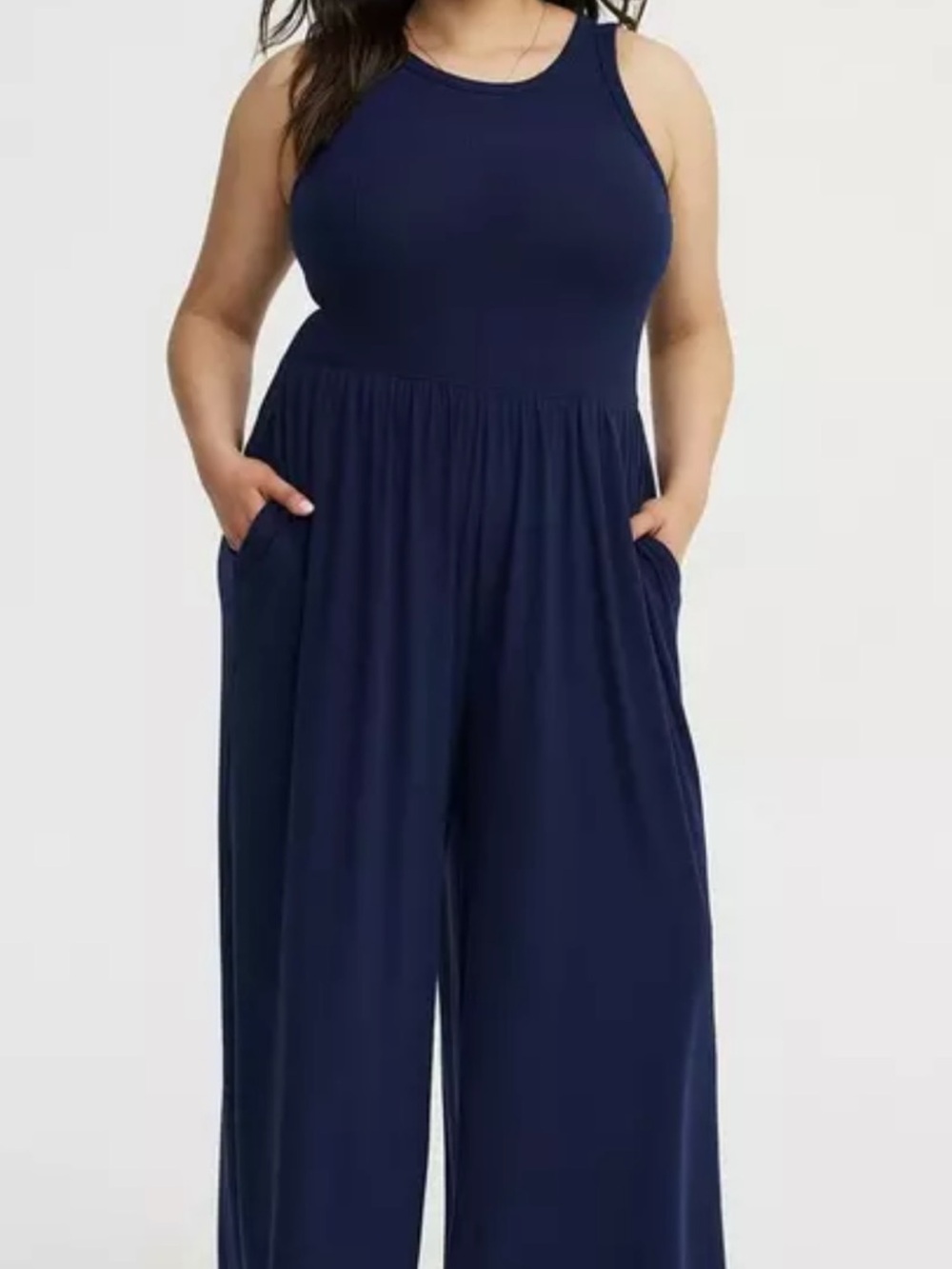 Torrid  Ribbed Navy Sleeveless Wide-Leg Jumpsuit Size 3x NWOT